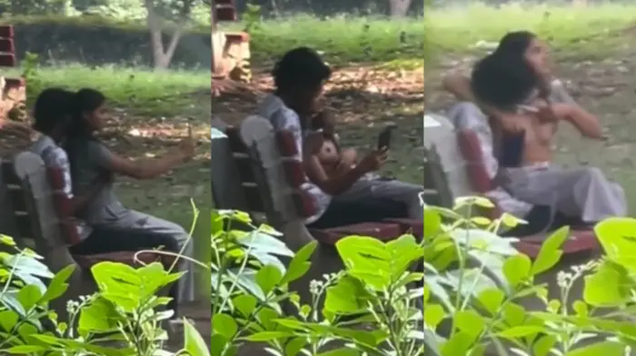 Delhi Young Couple GF Boobs In Park Outdoor Watch